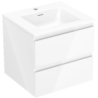 Mexen Orio шкаф за баня 50 см с мивка Otis, 2 чекмеджета, бял гланц - 91A10-05047-2-BFF00-W18M00 (91A10-05047-2-BFF00-W18M00)