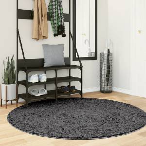vidaXL Килим OVIEDO с къс косъм, антрацит, Ø 160 см (375480)