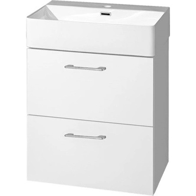 Mereo, Leny, kúpeľňová skrinka s keramickým umývadlom 50 cm, biela, nové madlo, MER-CN810N