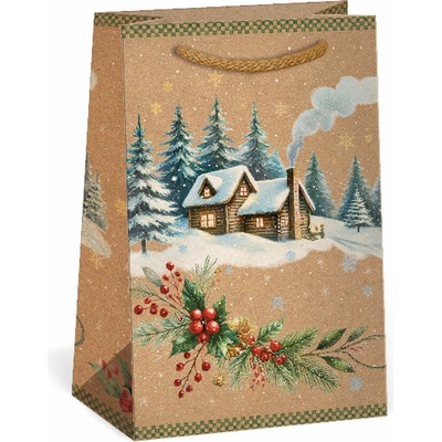 ARGUS Darčeková papierová taška (13 x 18 cm) - Vianočná chalúpka 08240091