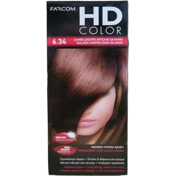 FARCOM HD color, Боя за коса, Номер 6.34, Golden copper dark blone