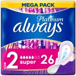 Always Дамски превръзки с крилца Always Platinum - Super, 26 броя