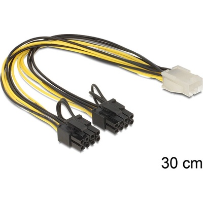DeLock káblová redukcia napájania PCI Express 6 pin samica na 2 x 8 pin samec 30cm 83433