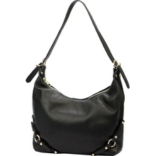 Luka Středně velká kožená kabelka na rameno i crossbody no. 006 černá