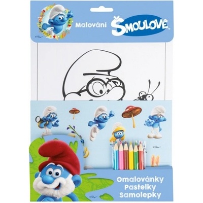 ŠMOULOVÉ Omalovánky pastelky samolepky