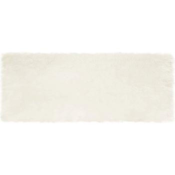 vidaXL Изкуствен килим от кожи Бяло 80 x 200 cm Полиестер (42021457)