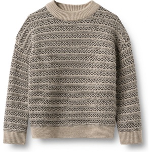 WHEAT Детски вълнен пуловер WHEAT Kid's Jacquard Pullover Jens Merino jumper - Warm Sand Melange - размер 140 (EU) (704-6241-0118)
