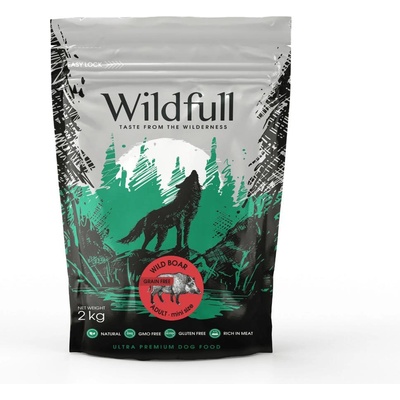 Wildfull dog wildboard mini size - Пълноценна суха храна за израснали кучета от малки и мини породи, без зърно, с месо от дива свиня, 2 кг