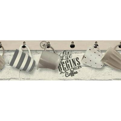 Vinylové bordury na zeď L73691, rozměr 17,6 cm x 5 m, hrníčky, Ugépa