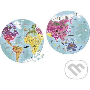 Janod obojstranné Zemeguľa v okrúhlom kufríku 208 dielov