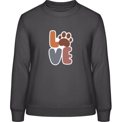 AWDis Sweat mikina Nápis LOVE s labkou búrková sivá