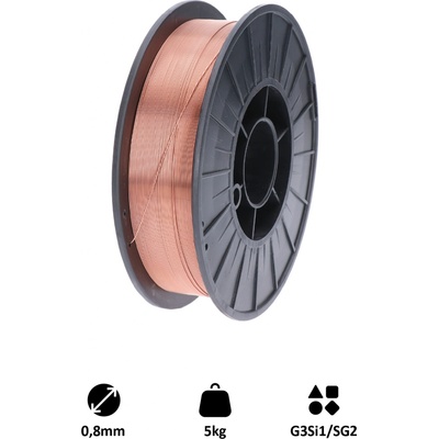 Drát svářecí o0,8mm-MIG/MAG(CO2), G3Si1/SG2 pro svařování oceli, plastová cívka, 5kg