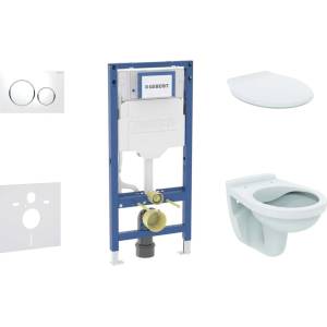 Geberit Duofix - Комплект за монтаж пред стена, тоалетна Alpha и седалка, бутон Sigma20, бял/хром SANI11CD3127 (SANI11CD3127)