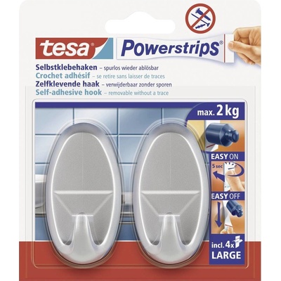 tesa POWERSTRIPS® Lepicí háček Large Oval chrom (matný) Množství: 2 ks