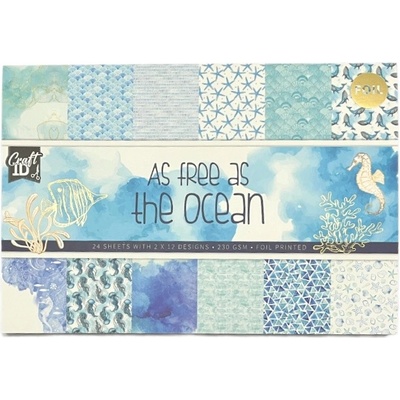 Creative Craft Group Sada jednostranných papírů As Free as the Ocean 230 g/m2 11,5 × 16,5 cm 24 ks