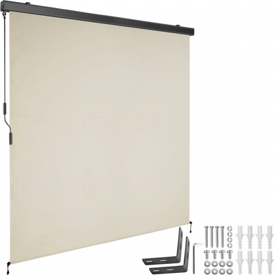 tectake Svislá markýza Eloise se 2 nástěnnými držáky - 180 x 250 cm, béžová