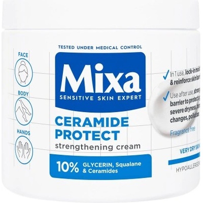 Mixa Ceramide Protect Strengthening Cream - Крем за лице, тяло и ръце 400мл