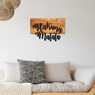 ASIR Nástěnná dekorace HAKUNA MATATA kov, ořech