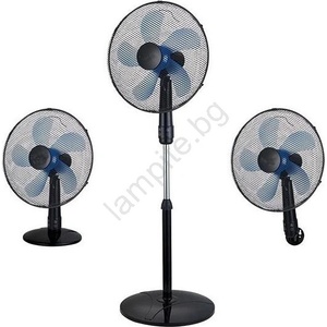 EUROLAMP Подов вентилатор 3 в 1, 50 w/230 v, с диаметър 40 см, черен (eu0722)