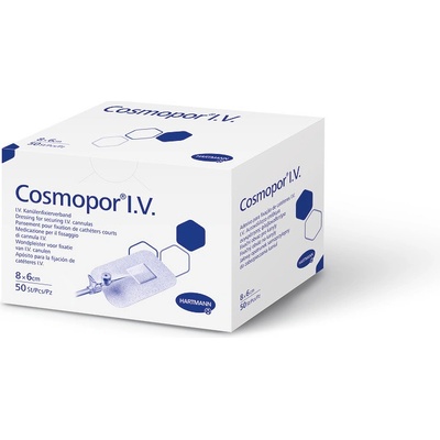 COSMOPOR I.V. obväz na fixáciu kanýl sterilný 6 x 8 cm 50 ks