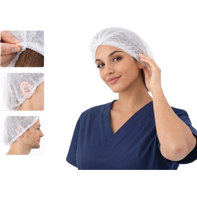 Čepice z netkané textilie BARET 100 ks bílá – Sleviste.cz