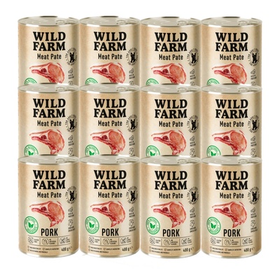 WILD FARM Пастет от свинско месо 12x400 г безглутенова храна за кучета