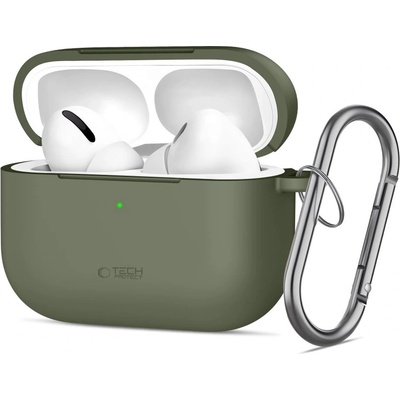 Tech-Protect Силиконов калъф за слушалки Apple AirPods Pro 3 от Tech-Protect Silicone Hook - Olive Green (5906302333189)