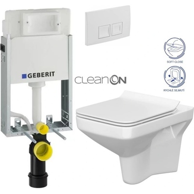 Geberit KOMBIFIX Basic tlačítko DELTA 50 Bílé WC CERSANIT COMO + SEDÁTKO 110.100.00.1 50BI CO1