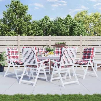 Image 1 of vidaXL Възглавници за стол с ниска облегалка 6 бр червено каре Оксфорд (377712)