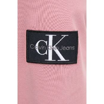 Calvin Klein Памучен суичър Calvin Klein Jeans в розово с качулка с апликация J30J323430 (J30J323430)