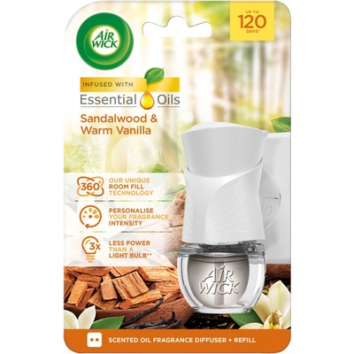 Air Wick elektrický osviežovač vzduchu strojček a náplň Santálové drevo 19 ml
