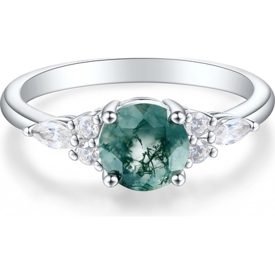 Olivie Stříbrný prsten Mechový Achát 8902