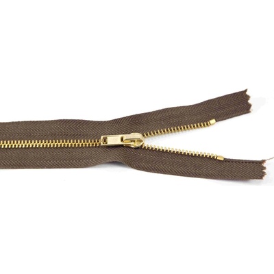 Nedeliteľný kovový mosadzný zips č.3 viac farieb - dĺžka (10 - 25 cm) 20 cm Hnedá
