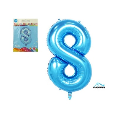 LUMA Balónek foliový č.8 MODRÝ 43cm