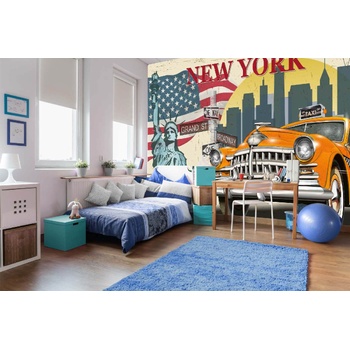 DIMEX ART s. r. o Самозалепваща се флизелинова фототапета такси ню йорк 375 x 250 см