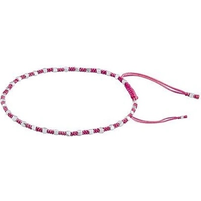 Silvego Textilný náramok Cierra handmade tmavo ružový so striebornými korálkami ONE1073BWI