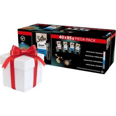 SHEBA Sauce Collection s rybími príchuťami vrecúška 40x85 g + Prekvapenie pre mačku
