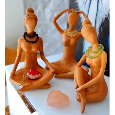 BoltzeXmas Soška Vnitřní žena 30cm - Set tří kusů imitace dřeva