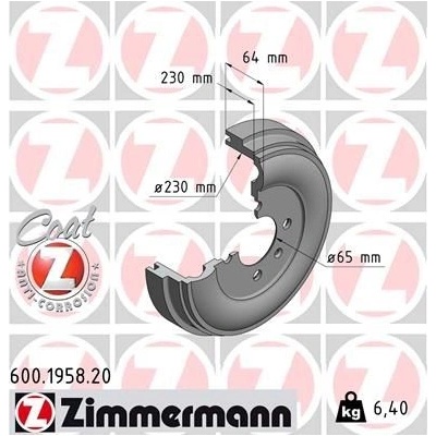 Brzdový buben ZIMMERMANN 600.1958.20 (600195820)