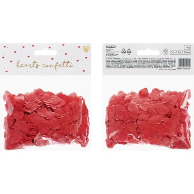 PartyDeco Konfety srdíčka červená 1,6 x 1,6 cm 15g
