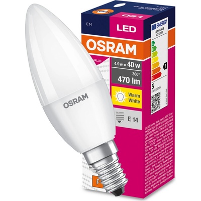 Osram LED VALUE CL B FR 40 5,7W/827 E14 2700K teplá biela