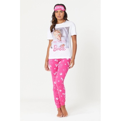 Character Дамска пижама Character Ladies Barbie Short Sleeve Pj Set - Pink/White