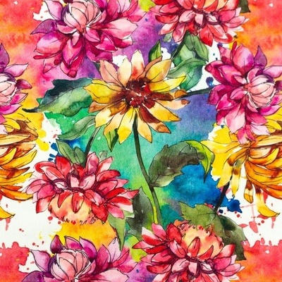 Bavlnený úplet 220g - Dahlia jersey digitálna tlač