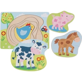 Goki Дървен многопластов пъзел Goki - Животни от фермата (57386)