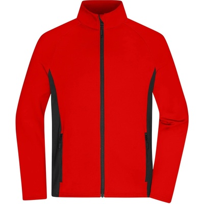 James & Nicholson JN 1860 pánská trečová fleecová bunda red/black