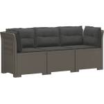 vidaXL Пейка за градина с Cushions във вид на ратан ПП Светлосиво (3443847)