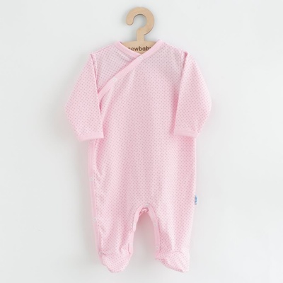 NEW BABY Kojenecký bavlněný overal s bočním zapínáním Lovely puntíky