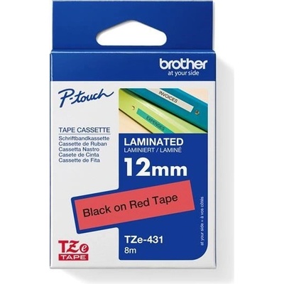 páska BROTHER TZ431 čierne písmo, červená páska Tape (12mm) (TZE431)