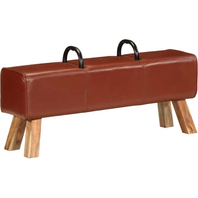 vidaXL Пейка гимнастическа, кафява, 110 см, естествена кожа (356379)