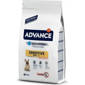 Affinity Advance Dog Mini Adult Sensitive - сьомга и ориз, високачествена храна за пораснали кучета от дребните породи, при алергии към птичи протеин или към други съставки, които се свързват с хранителни алер